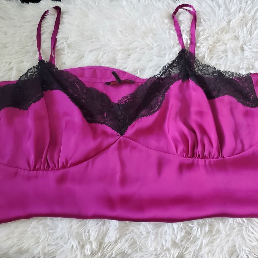 Sofia Vergara Magenta and Black Lace Lingerie Spaghetti Strap Tank Top Size XL